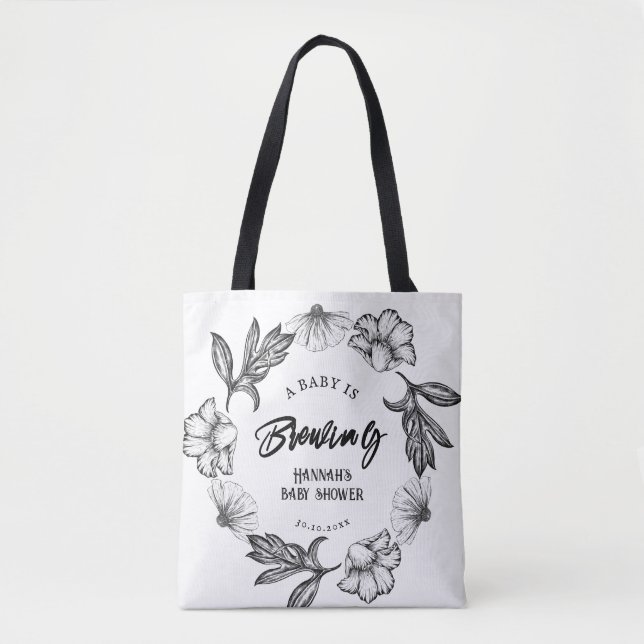 A baby is brewing Gothic Flower tattoo Baby Shower Tote Bag (Front)