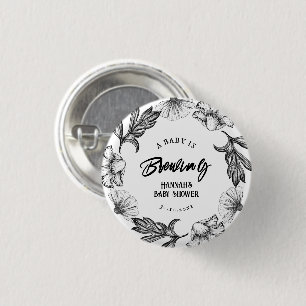 A baby is brewing Gothic Flowers tatt Baby Shower 3 Cm Round Badge