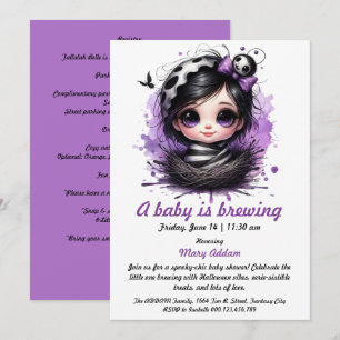 A Baby is Brewing – Gothic Halloween Baby Shower Invitation
