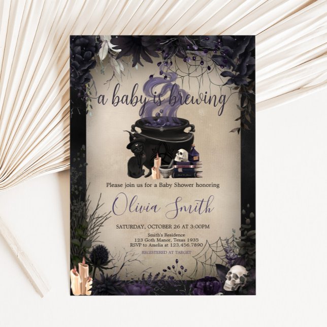A Baby is Brewing Gothic Halloween Baby Shower Invitation (Halloween A Baby is Brewing Baby Shower Invitation
)