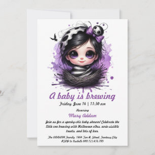 A Baby is Brewing – Gothic Halloween Baby Shower Invitation