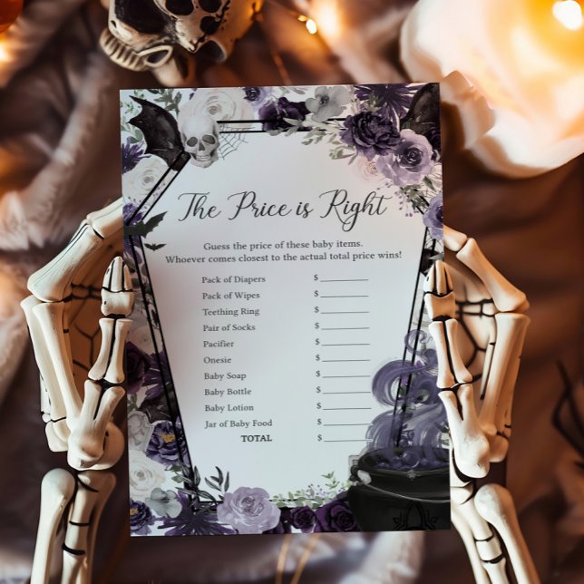 A Baby is Brewing Gothic The Price is Right Game (Floral Gothic Coffin A Baby is Brewing Baby Shower The Price is Right Game)