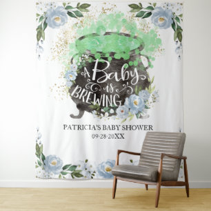 A Baby Is Brewing Halloween Baby Shower Backdrop Tapestry