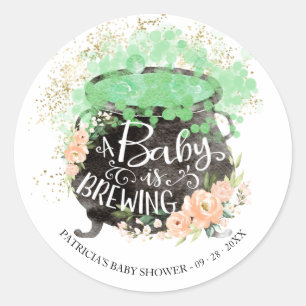 A Baby Is Brewing Halloween Baby Shower Classic R Classic Round Sticker