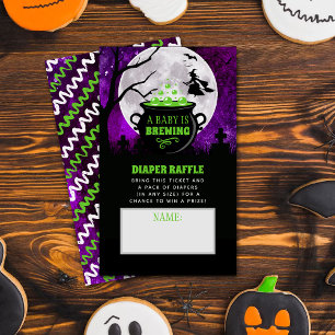 A Baby Is Brewing Halloween Baby Shower Diaper Enclosure Card