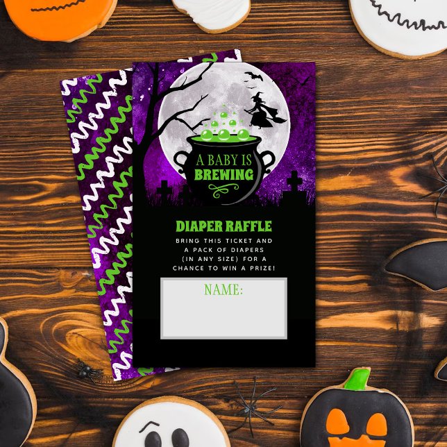 A Baby Is Brewing Halloween Baby Shower Diaper Enclosure Card (Creator Uploaded)