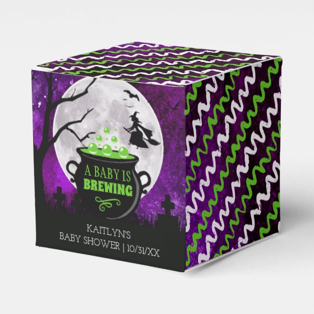 A Baby Is Brewing Halloween Baby Shower Favour Box (Front Side)