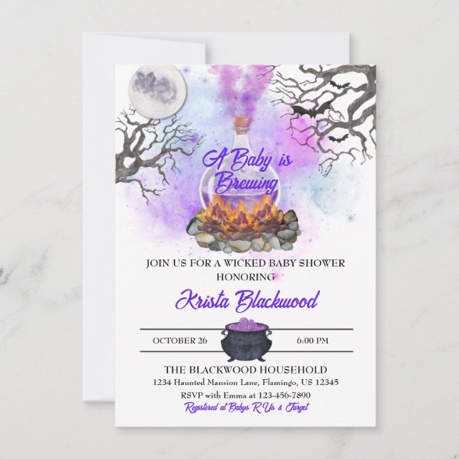 A Baby is Brewing Halloween Baby Shower Invitation (Front)