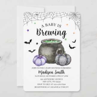 A Baby Is Brewing Halloween Baby Shower Invitation
