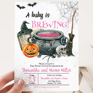 A Baby is Brewing Halloween Baby Shower Invitation
