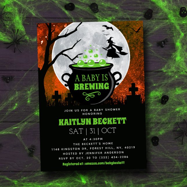 A Baby Is Brewing Halloween Baby Shower Invitation (Creator Uploaded)