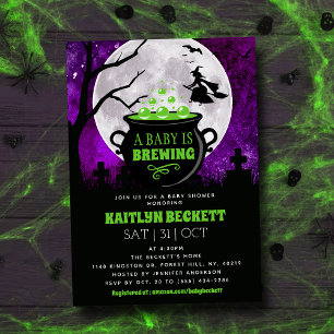 A Baby Is Brewing Halloween Baby Shower Invitation