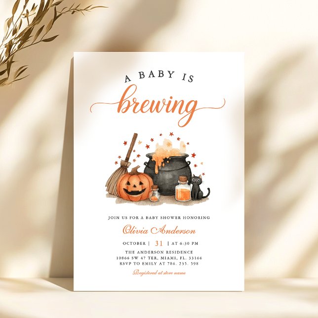 A Baby is Brewing Halloween Baby Shower Invitation (Creator Uploaded)