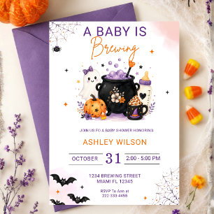 A Baby Is Brewing Halloween Baby Shower Invitation