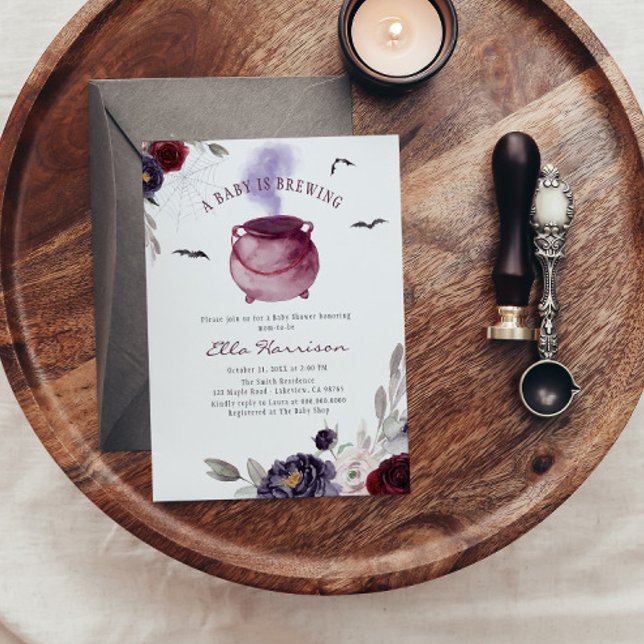 A Baby Is Brewing Halloween Baby Shower Invitation (Creator Uploaded)