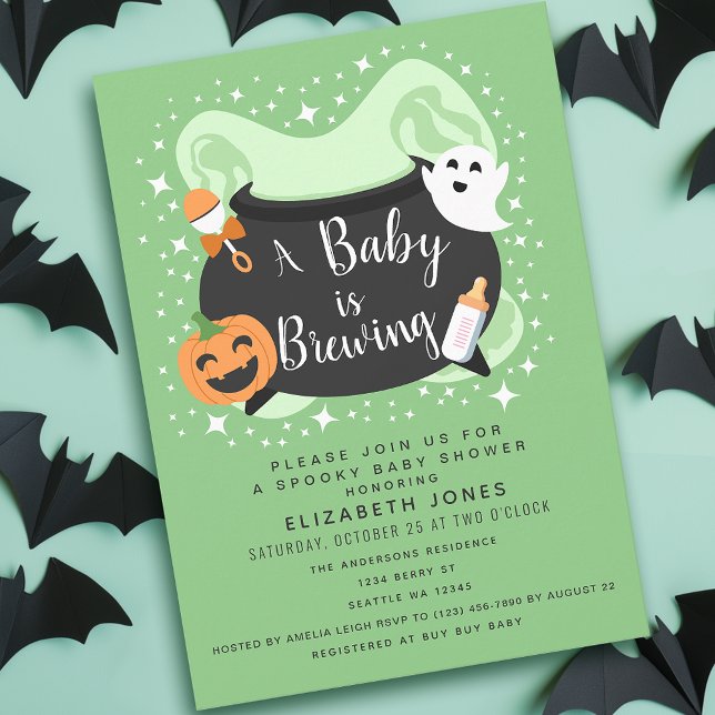 A Baby is Brewing Halloween Baby Shower Invitation (Creator Uploaded)