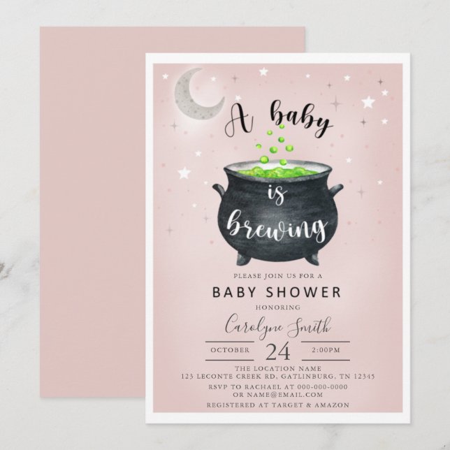 A Baby is Brewing Halloween Baby Shower Invitation (Front/Back)