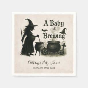 A Baby Is Brewing Halloween Baby Shower Napkin