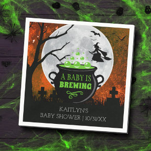 A Baby Is Brewing Halloween Baby Shower Napkin