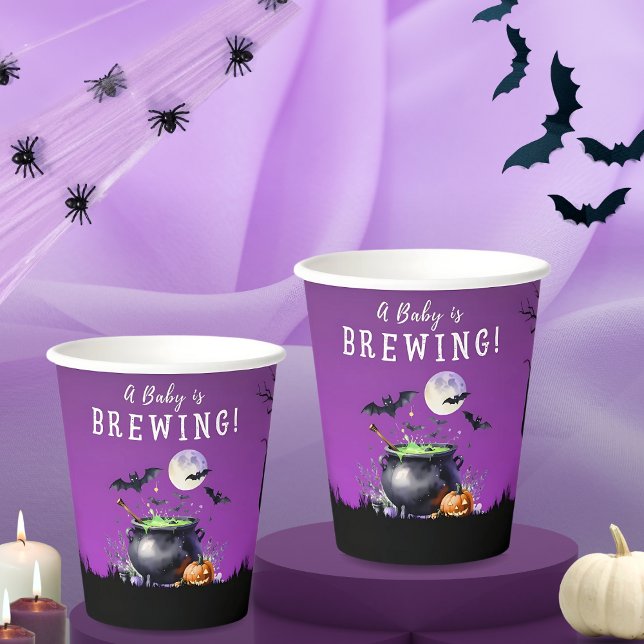 A Baby Is Brewing Halloween Baby Shower Paper Cups (Creator Uploaded)