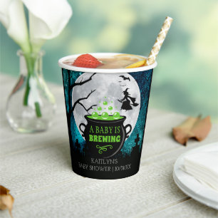 A Baby Is Brewing Halloween Baby Shower Paper Cups
