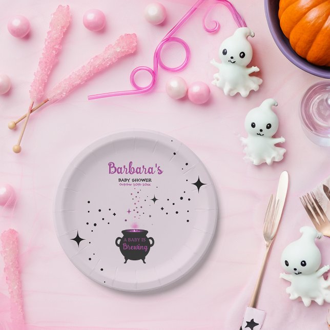 A Baby Is Brewing Halloween Baby Shower  Paper Plate (Creator Uploaded)