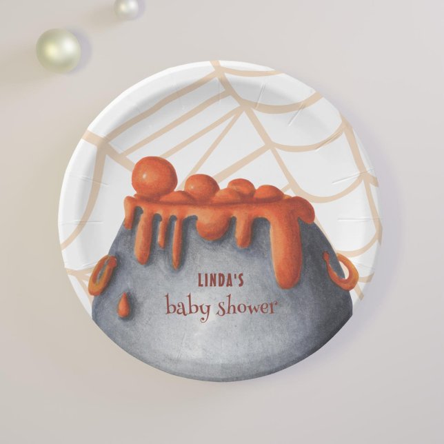 A Baby is Brewing Halloween Baby Shower Paper Plate (Creator Uploaded)