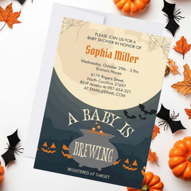 A Baby Is Brewing Halloween Baby Shower Party Invitation (Creator Uploaded)