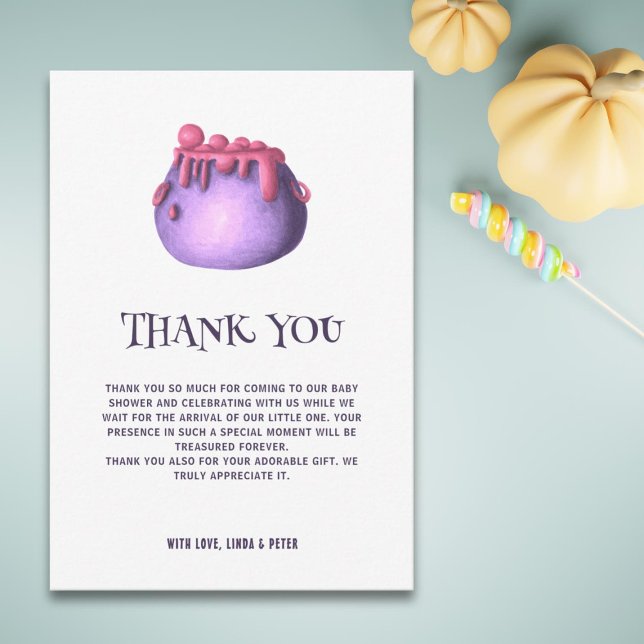 A Baby is Brewing Halloween Baby Shower Thank You Card (Creator Uploaded)