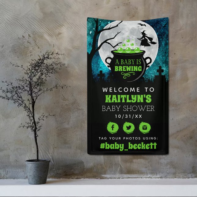 A Baby Is Brewing Halloween Baby Shower Welcome Banner (Creator Uploaded)