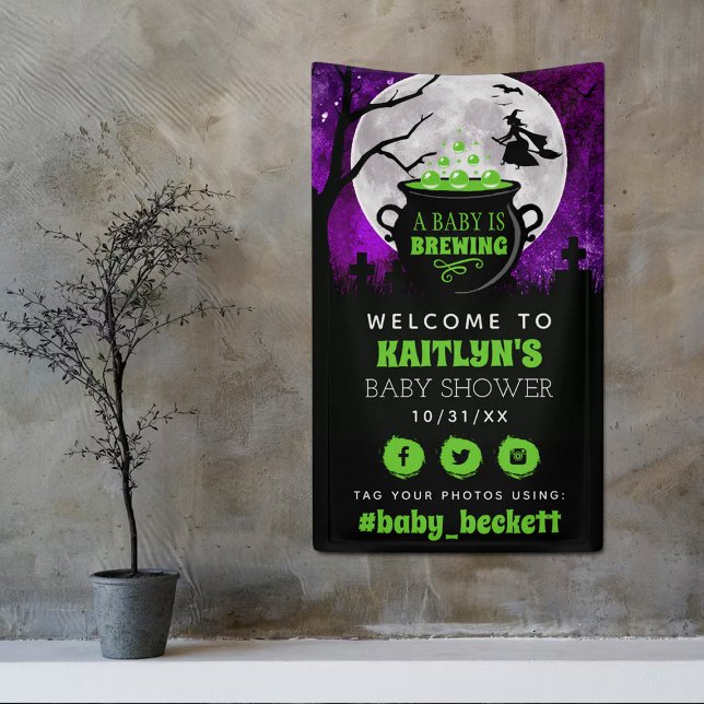 A Baby Is Brewing Halloween Baby Shower Welcome Banner (Creator Uploaded)