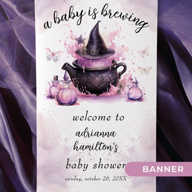A Baby Is Brewing Halloween Baby Shower Welcome  Banner (Creator Uploaded)