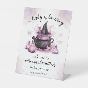 A Baby Is Brewing Halloween Baby Shower Welcome Pedestal Sign