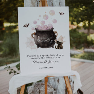 A Baby is Brewing Halloween Baby Shower Welcome Poster