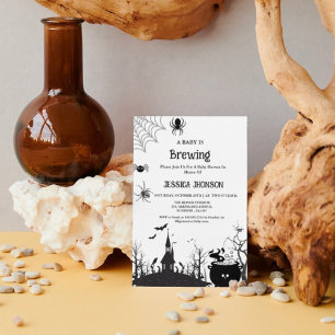 A Baby is Brewing Halloween Black  Baby shower Invitation