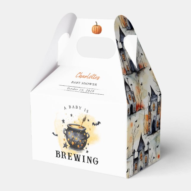 A Baby is Brewing Halloween Cauldron Baby Shower Favour Box (Front Side)
