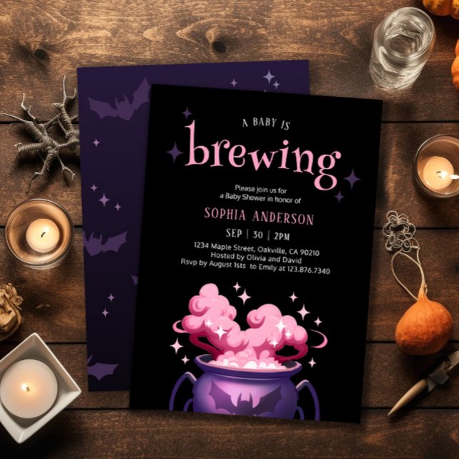 A Baby is Brewing Halloween Cauldron Baby Shower Invitation (Creator Uploaded)