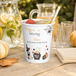 A Baby Is Brewing Halloween Gender Reveal Paper Cups