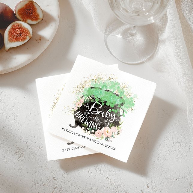 A Baby Is Brewing Halloween Girl Baby Shower  Napkin (Creator Uploaded)