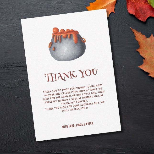 A Baby is Brewing Halloween Neutral Baby Shower Thank You Card (Creator Uploaded)
