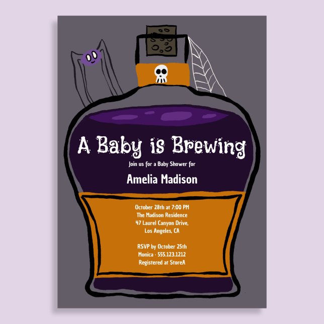 A Baby Is Brewing Halloween Shower Invitation (Creator Uploaded)