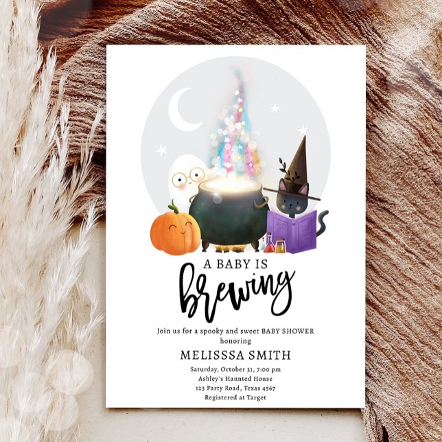 A Baby Is Brewing Halloween Spooky Baby Shower Invitation (Creator Uploaded)