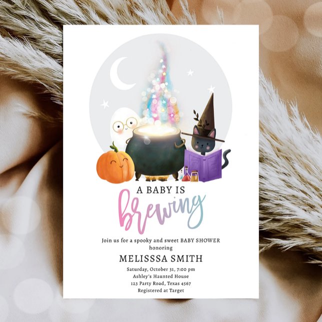 A Baby Is Brewing Halloween Spooky Baby Shower Invitation (Creator Uploaded)