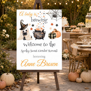 A Baby Is Brewing Halloween Welcome Poster