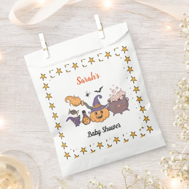 A Baby Is Brewing Halloween witch Baby Shower Favour Bags (Clipped)