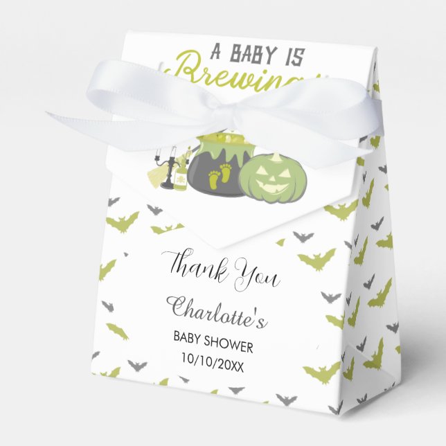 A Baby Is Brewing Halloween Witch Baby Shower Favour Box (Front Side)
