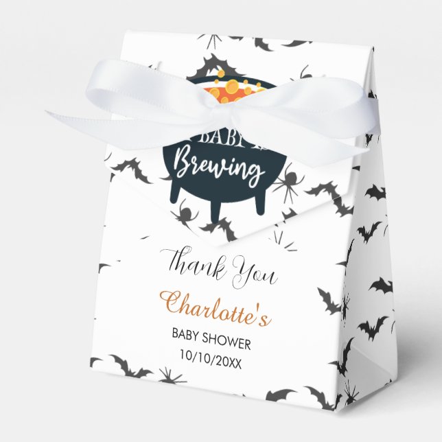 A Baby Is Brewing Halloween Witch Baby Shower Favour Box (Front Side)