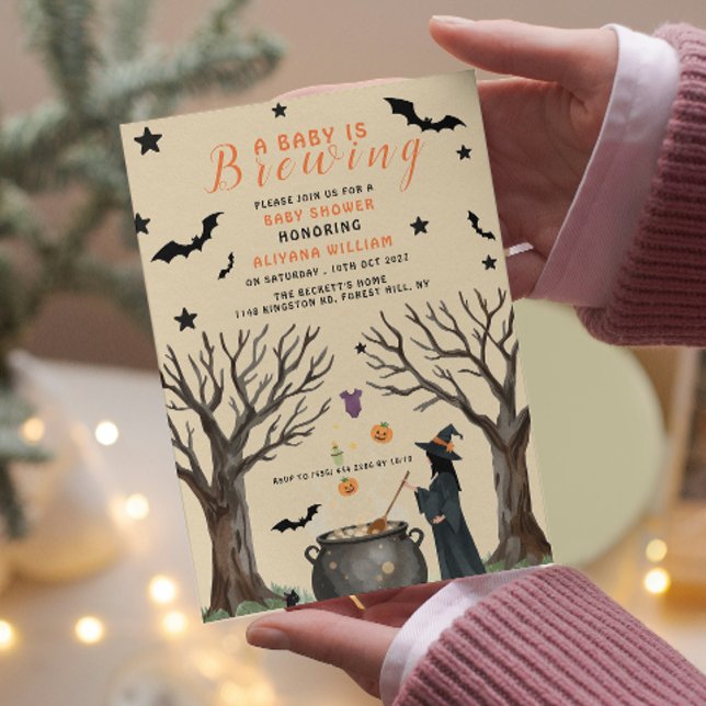 A Baby Is Brewing Halloween Witch Baby Shower Invitation (Creator Uploaded)