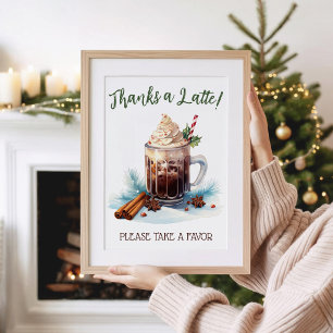 A Baby is Brewing, Holiday Iced Coffee Favour Sign Invitation