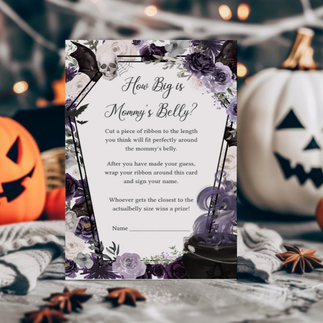 A Baby is Brewing How Big is Mommys Belly Game (Floral Gothic Coffin A Baby is Brewing Baby Shower How Big is Mommys Belly Game)